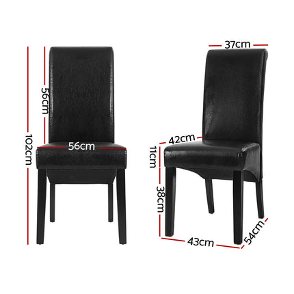 Artiss Dining Chairs Set of 2 Leather Parsons Chair Black