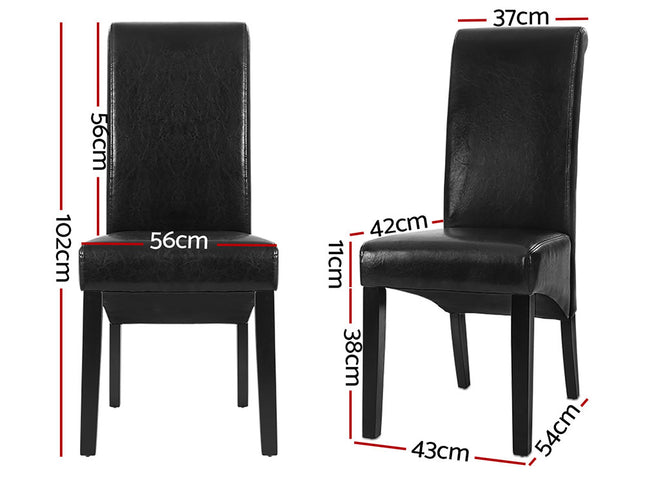 Artiss Dining Chairs Set of 2 Leather Parsons Chair Black