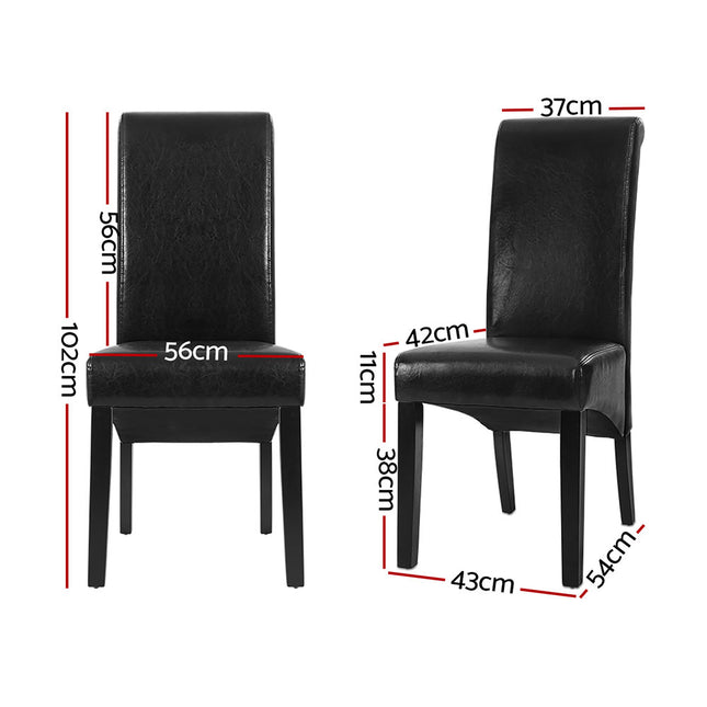 Artiss Dining Chairs Set of 2 Leather Parsons Chair Black
