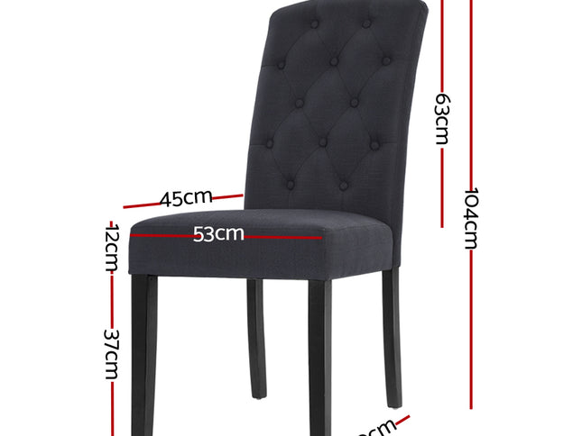 Artiss Dining Chairs Set of 2 Linen Parsons Chair Dark Grey