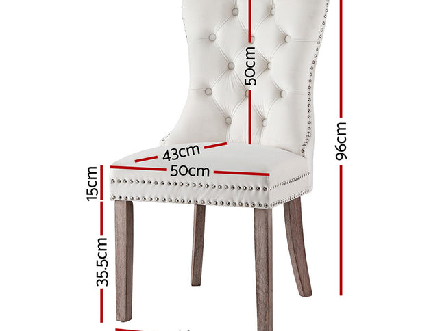 1 Set of 2 Artiss Dining Chairs Beige Velvet