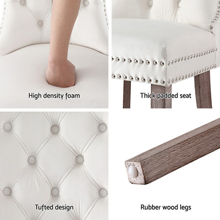 1 Set of 4 Artiss Dining Chairs Beige Velvet