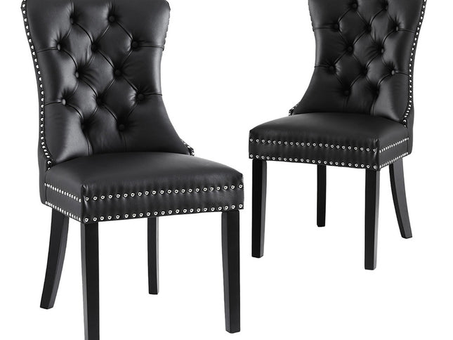 1 Set of 2 Artiss Dining Chairs Black Leather