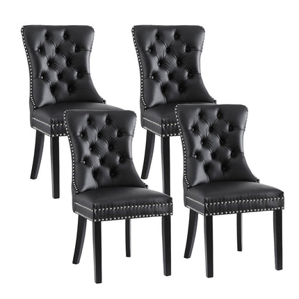 1 Set of 4 Artiss Dining Chairs Black Leather