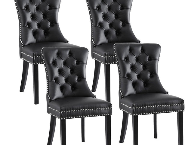 1 Set of 4 Artiss Dining Chairs Black Leather