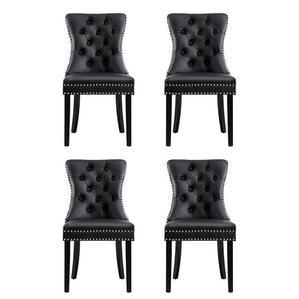 1 Set of 4 Artiss Dining Chairs Black Leather