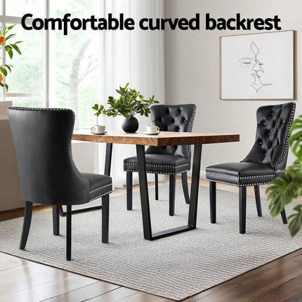 1 Set of 4 Artiss Dining Chairs Black Leather