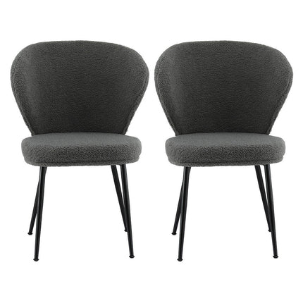 Artiss 2x Dining Chairs Sherpa Boucle Wing Back Grey