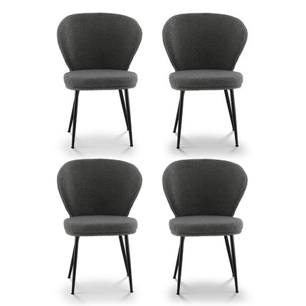 Artiss 4x Dining Chairs Sherpa Boucle Wing Back Grey