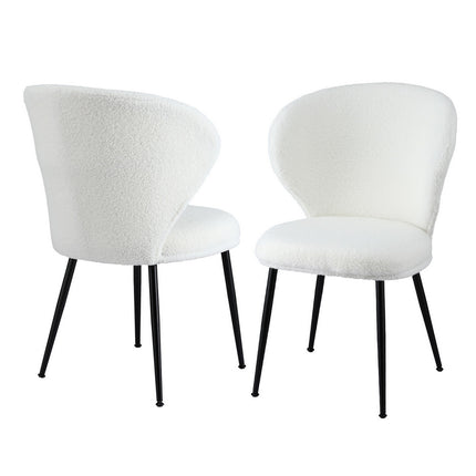 Artiss 2x Dining Chairs Sherpa Boucle Wing Back White