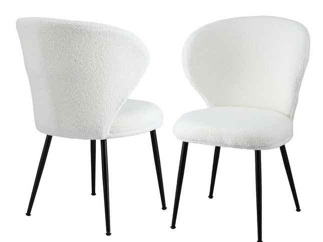 Artiss 2x Dining Chairs Sherpa Boucle Wing Back White