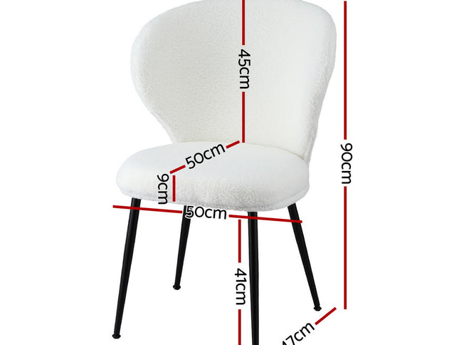 Artiss 2x Dining Chairs Sherpa Boucle Wing Back White