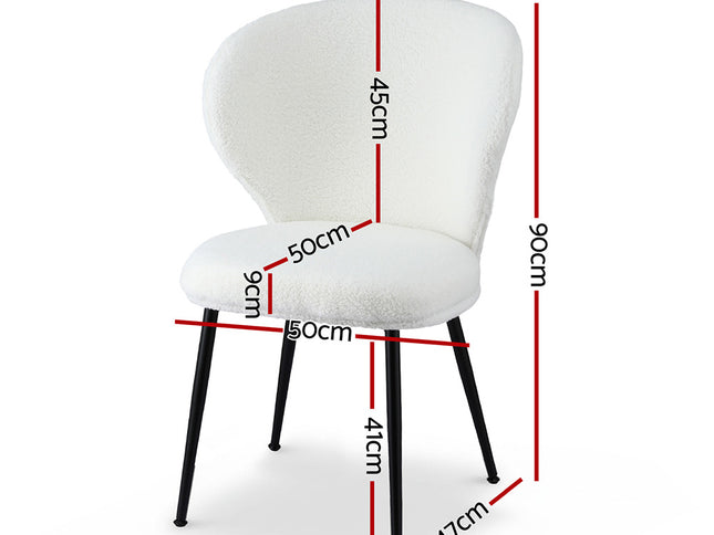Artiss 4x Dining Chairs Sherpa Boucle Wing Back White