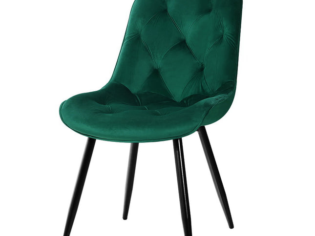 Artiss Dining Chairs Set of 2 Velvet Diamond Tufted Green