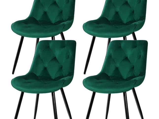 Artiss Dining Chairs Set of 4 Velvet Diamond Tufted Green