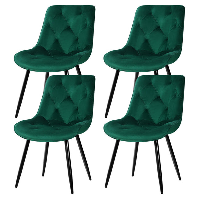 Artiss Dining Chairs Set of 4 Velvet Diamond Tufted Green