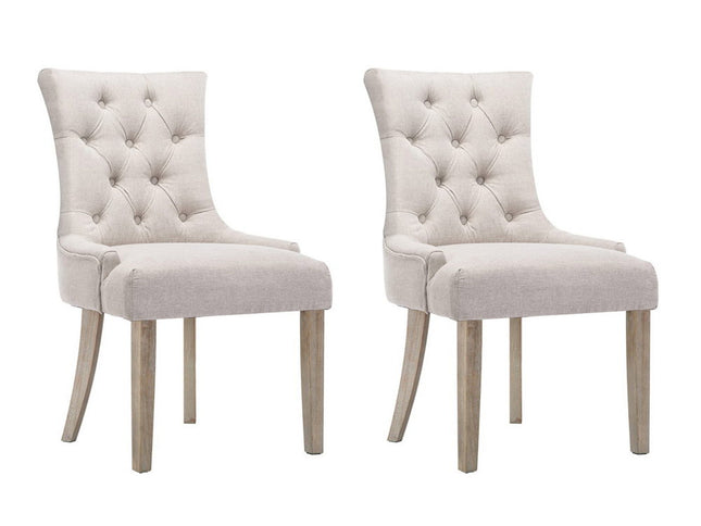 Artiss Dining Chairs Set of 2 Linen French Provincial Beige