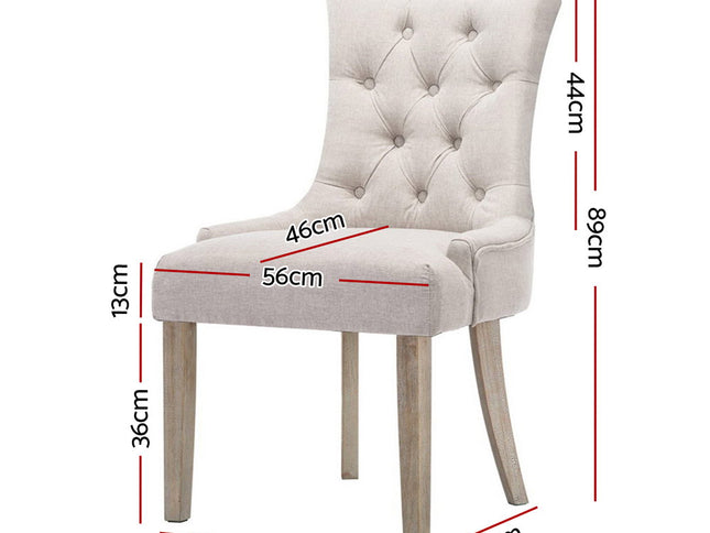 Artiss Dining Chairs Set of 2 Linen French Provincial Beige