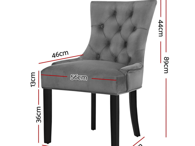 Artiss Dining Chairs Set of 2 Velvet French Provincial Grey