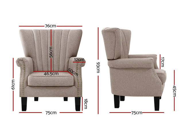 Artiss Armchair Wingback Beige Andrew