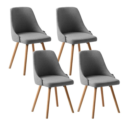 Artiss Dining Chairs Set of 4 Fabric Wooden Grey
