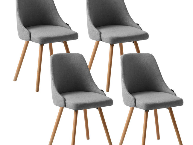 Artiss Dining Chairs Set of 4 Fabric Wooden Grey