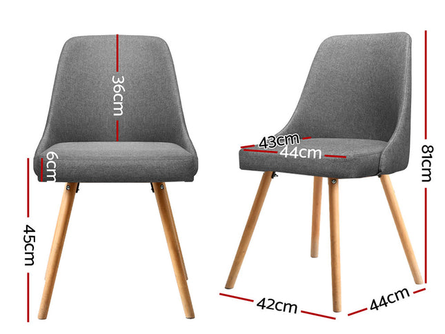 Artiss Dining Chairs Set of 4 Fabric Wooden Grey