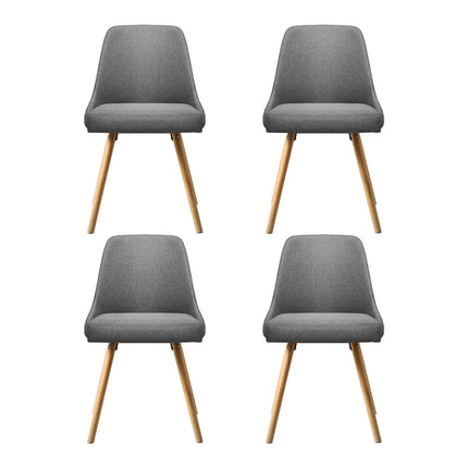 Artiss Dining Chairs Set of 4 Fabric Wooden Grey
