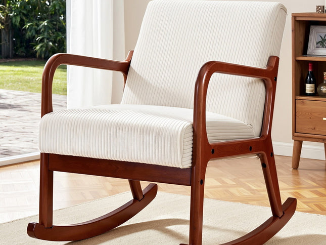 Artiss Rocking Armchair Nursing Chair Corduroy Beige