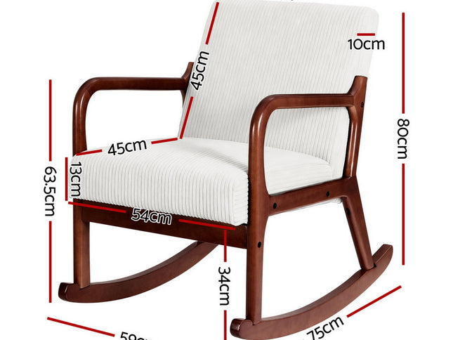Artiss Rocking Armchair Nursing Chair Corduroy Beige