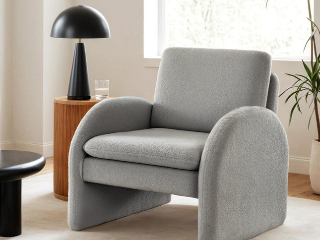 Artiss Armchair Accent Chair Lounge Tub Sofa Couch Curved Arm Seat Boucle Grey