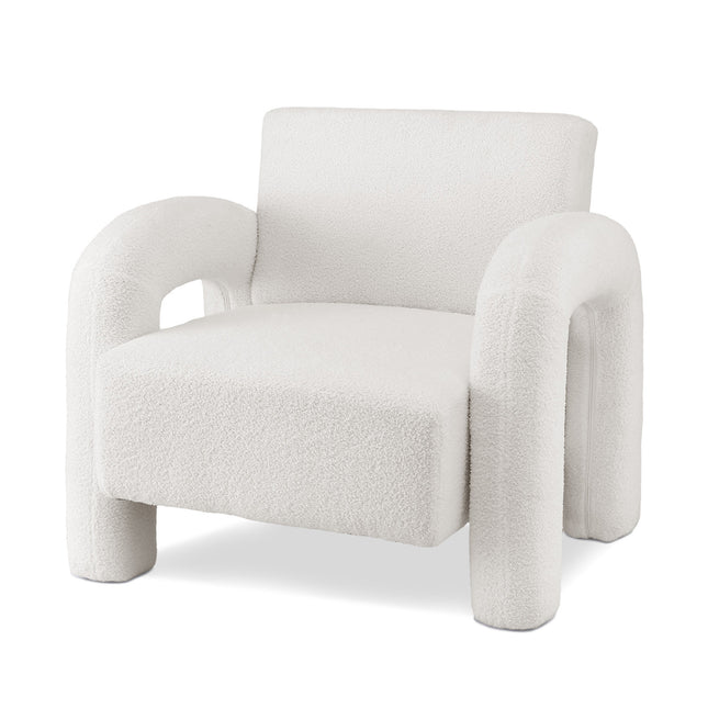 Artiss Armchair Accent Chair Lounge Sofa Couch Curved Seat Boucle White
