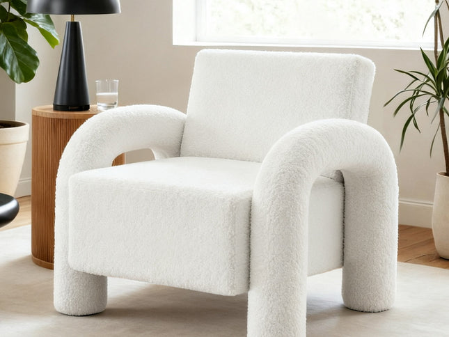 Artiss Armchair Accent Chair Lounge Sofa Couch Curved Seat Boucle White