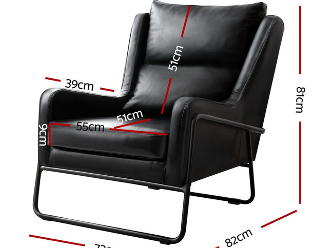 Artiss Armchair Accent Chair PU Leather Wingback Black