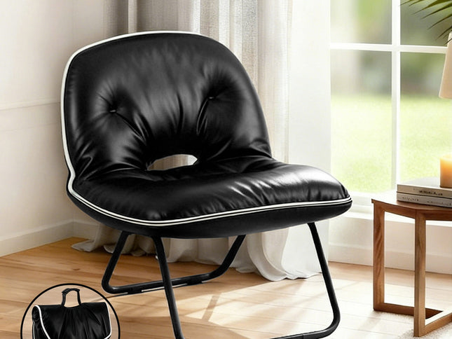 Artiss Foldable Chair 2-In-1 Armchair Lounge Chair Portable Black