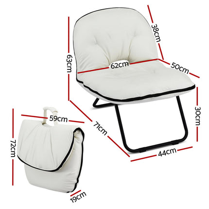 Artiss Foldable Chair 2-In-1 Armchair Lounge Chair Portable White