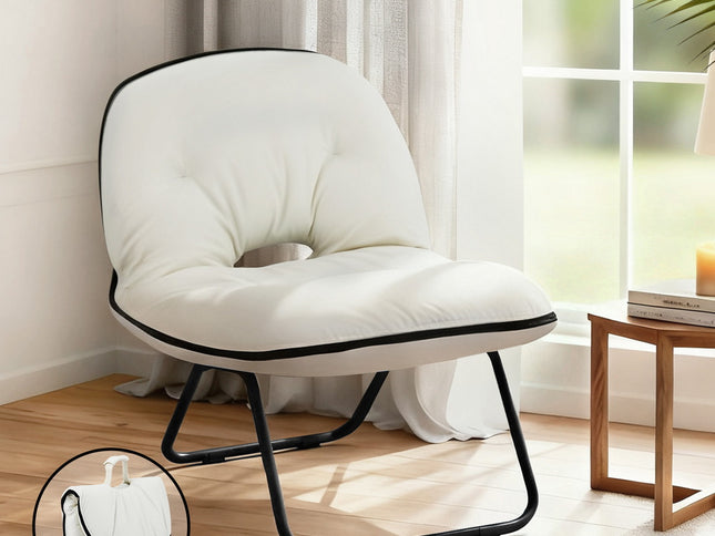 Artiss Foldable Chair 2-In-1 Armchair Lounge Chair Portable White