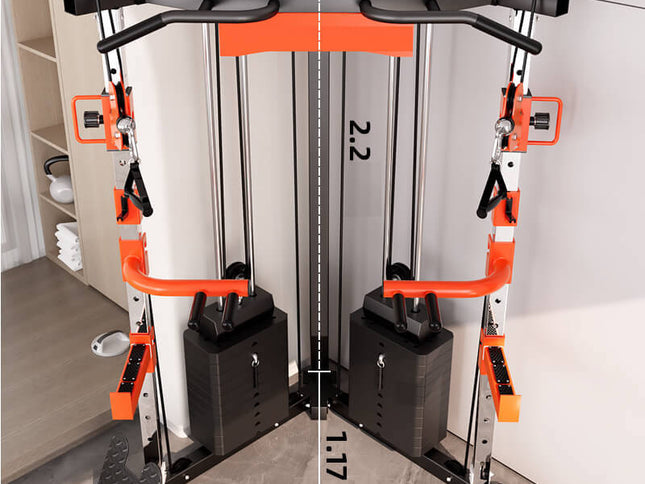 SmartFit C1 Max Multi Functional Cable Crossover Station 130kgs Pin Loaded  Machine  + Multi Func Bench+7Ft Olympic Barbell + 100kgs Weights