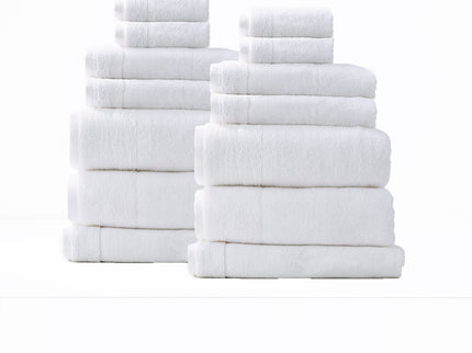 Aireys 650 GSM Zero Twist 14 Piece Snow Bath Towel by Renee Taylor