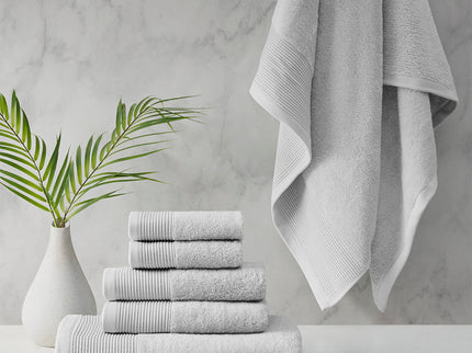 Retreat Cotton Tencel Antimicrobial 6 Piece Grey Towel Set by Cloud Linen