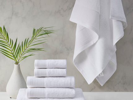 Retreat Cotton Tencel Antimicrobial 6 Piece White Towel Set by Cloud Linen