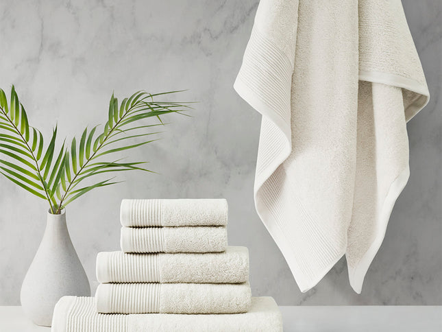 Retreat Cotton Tencel Antimicrobial 6 Piece Ivory Towel Set by Cloud Linen