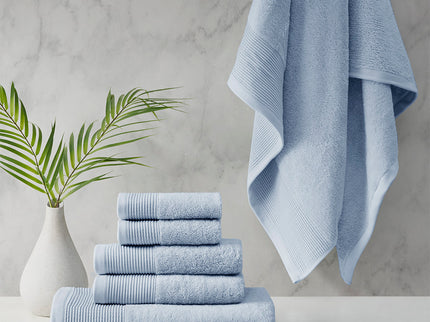 Retreat Cotton Tencel Antimicrobial 6 Piece Blue Towel Set by Cloud Linen