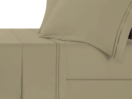 Strada Embroidered 1000 TC Egyptian Cotton Taupe Deep Queen Sheet sets by Renee Taylor
