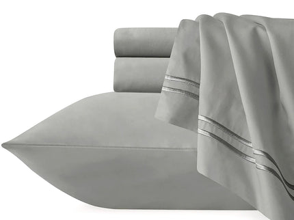 Strada Embroidered 1000 TC Egyptian Cotton Silver Charcoal Deep Queen Sheet sets by Renee Taylor