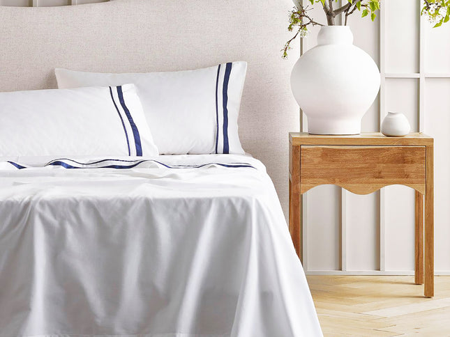 Cloud 1000 TC Egyptian Cotton White Navy Deep King Sheet sets by Renee Taylor
