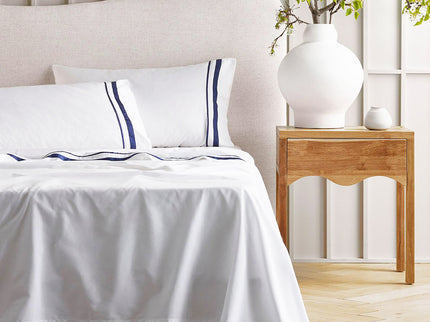 Cloud 1000 TC Egyptian Cotton White Navy Split King Sheet sets by Renee Taylor