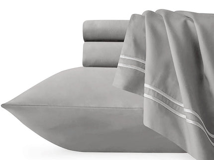 Strada Embroidered 1000 TC Egyptian Cotton Silver White Queen Quilt Cover Sets by Renee Taylor