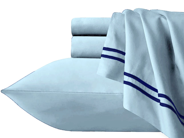 Strada Embroidered 1000 TC Egyptian Cotton Sky Navy Queen Quilt Cover Sets by Renee Taylor