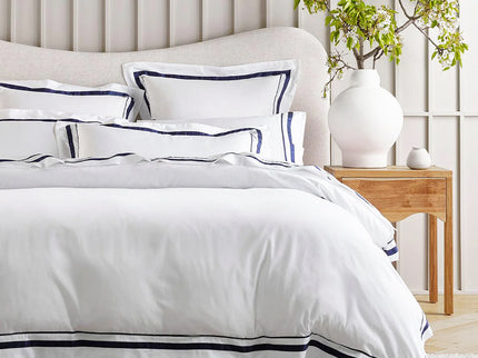 Cloud 1000 TC Egyptian Cotton White Navy European Pillowcase by Renee Taylor